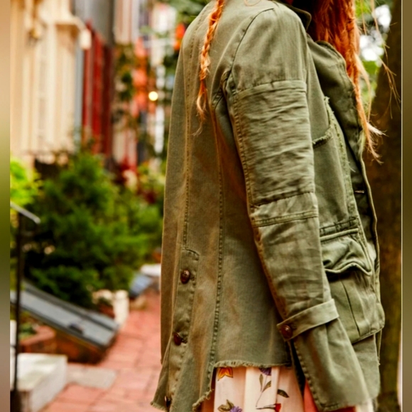 NWT Free People Harlow Blazer ~ Olive ~ Medium ~ 20" P2P - Picture 3 of 7